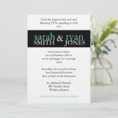 ブルー&ブラック結婚式招待状 招待状 (スタンド正面)