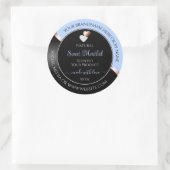 ブルー ブラック ウェーブ ローズゴールド ハート 商品ラベル ラウンドシール (バッグ)