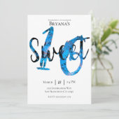 ブルー ブラック シルバー スプラッター スウィート16 誕生日 招待状 (スタンド正面)