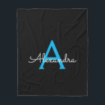 ブルー ブラック スクリプト ガーリー モノグラム 名前 フリースブランケット<br><div class="desc">ブルーとブラックの偽のスクリプト モノグラム あなた自身の名前 フリース ブランケット。 これは、16歳の誕生日、結婚式、結婚前のお祝い、結婚記念日、ベビーシャワー、または独身パーティーのギフトとして、誰かにとって完璧なプレゼントです。 グラマラスでラグジュアリー、そしておしゃれなスタイルが好きな人。</div>