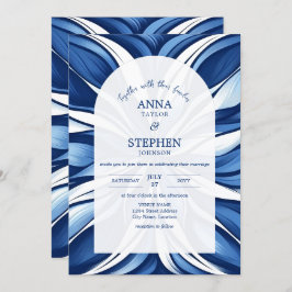 ブルー ブリス オーガニック フローラル ウェディング 招待状