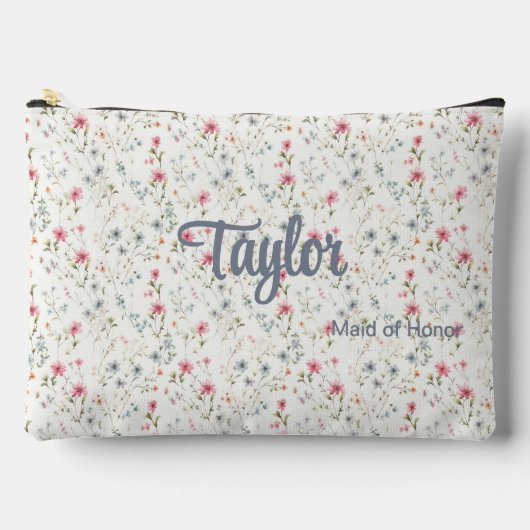 ブルー+ブルガンディロマンチックフローラブライダルパーティ アクセサリーポーチ (正面)