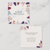 ブルー&ブルゴーニュ・葉ズ・モノグラム スクエア名刺 (正面/裏面)