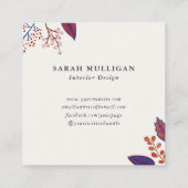 ブルー&ブルゴーニュ・葉ズ・モノグラム スクエア名刺 (裏面)