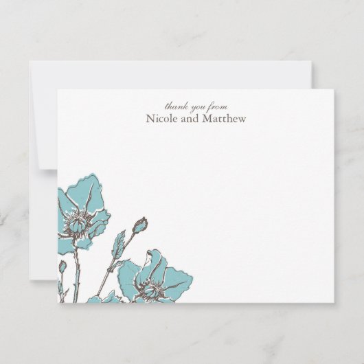 ブルー ブロッサム フラット サンクス ノート 招待状 (正面)