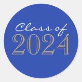 ブルー&ブロンズ卒業封筒用シールシール ラウンドシール (正面)