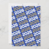 ブルー&ブロンズ金ゴールド卒業写真招待状 招待状 (裏面)