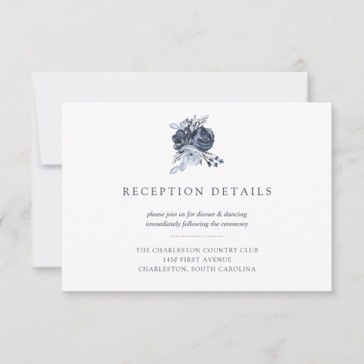 ブルー ブーケ | 水彩フラワー ウェディング レセプション 招待状 (正面)