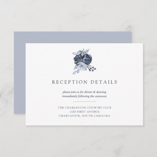 ブルー ブーケ | 水彩 フラワー ウェディング レセプション 招待状 (正面/裏面)