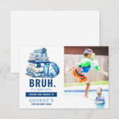 ブルー プールパーティー ボーイ バースデー サンキューカード (正面/裏面)