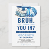 ブルー プールパーティー ボーイ 誕生日 招待状 (正面)