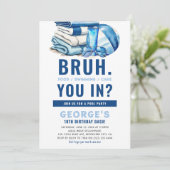 ブルー プールパーティー ボーイ 誕生日 招待状 (スタンド正面)