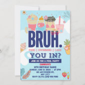 ブルー・プール・パーティー・ボーイの誕生日招待状だよ、まじで!! 招待状 (正面)