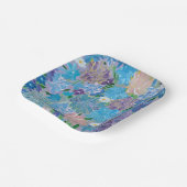 ブルー ヘイズ フラワーズ 7インチ 角型 紙皿 (傾斜あり)