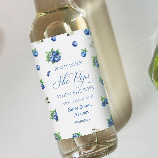 ブルー ベリー ベイビー シャワー ワインラベル