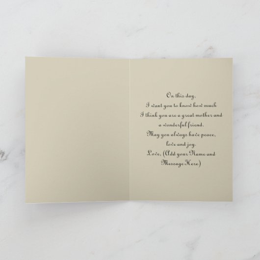 ブルー/ベージュのフォトフレーム母の日カード カード (内部)