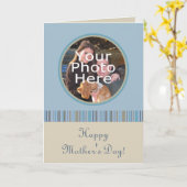 ブルー/ベージュのフォトフレーム母の日カード カード (黄色い花)