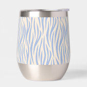 ブルー&ベージュゼブラストライプステムレスワインタンブラー (左面)