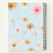 ブルー&ベージュフローラ水彩螺旋ノートブック ノートブック (裏面)