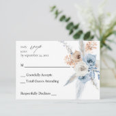 ブルー&ベージュボホフローラノミールRSVP 2 出欠カード (スタンド正面)