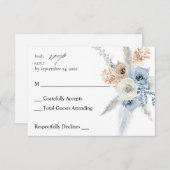 ブルー&ベージュボホフローラノミールRSVP 2 出欠カード (正面/裏面)