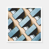 ブルー&ベージュ建物抽象芸術 スタンダードカクテルナプキン (正面)