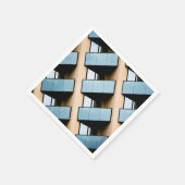 ブルー&ベージュ建物抽象芸術 スタンダードカクテルナプキン (角)