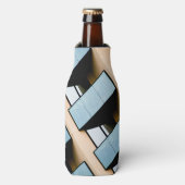 ブルー&ベージュ建物抽象芸術 ボトルクーラー (ボトル正面)