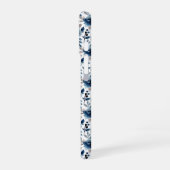 ブルー ベージュ 水彩 花柄 トレンディー iPhone 16ケース (左側面)