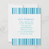 ブルー&ホワイストライプト13番目の誕生日招待状 招待状 (裏面)