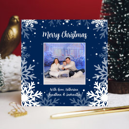 ブルー&ホワイトのクリスマススノーフレークの写真 シーズンカード