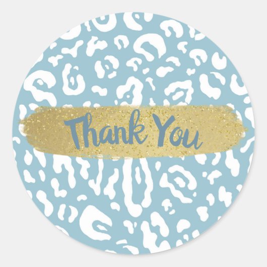 ブルー＆ホワイトのチーター ヒョウ柄パーティー ラウンドシール (正面)