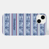 ブルー+ホワイトのマリンアンカー Case-Mate iPhoneケース (裏面 (横))