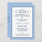 ブルー&ホワイトの卒業パーテフォーマルィー招待状 招待状 (正面/裏面)
