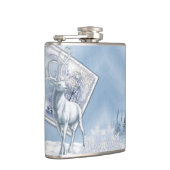 ブルー&ホワイトの水彩冬のシーン フラスク (右)