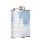 ブルー&ホワイトの水彩冬のシーン フラスク (右)