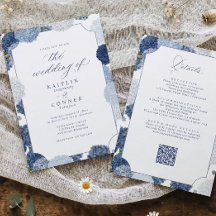 ブルー&ホワイトの紫陽花の結婚式 ヴィンテージオールインワン