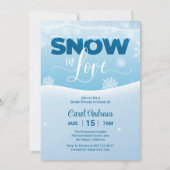 ブルー&ホワイトの雪に恋する冬のブライダルシャワー 招待状 (正面)
