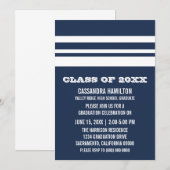 ブルー/ホワイトはっきりしたストライプ卒業招待状 招待状 (正面/裏面)