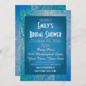 ブルー&ホワイトアイスウィンターワンダーランドブライダルシャワー 招待状 (正面/裏面)