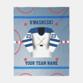 ブルー|ホワイトアイスホッケーリンク|プレーヤージャージー フリースブランケット (正面)