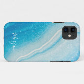 ブルー&ホワイトアゲートスタイルグリッター、DIY名 Case-Mate iPhoneケース (裏面(横))