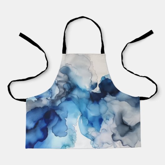 ブルー&ホワイトアルコールインクエプロン エプロン (正面)