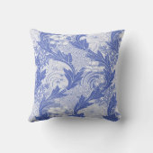 ブルー/ホワイトアールヌーボーフローラデコール枕 クッション (裏面)