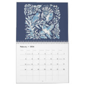 ブルー&ホワイトインディゴフォレストアニマルズフローラデルフト カレンダー (2月 2026)