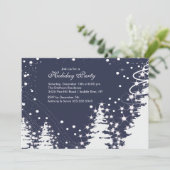 ブルー&ホワイトウィンターホリデーパーティ招待状 招待状 (スタンド正面)