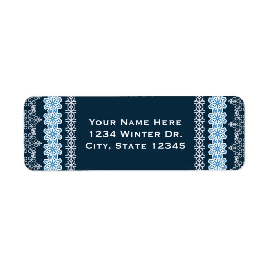 ブルー&ホワイトウィンターレースエレガントホリデーパーティー ラベル (正面)