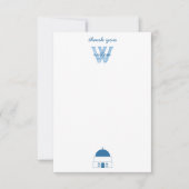 ブルー&ホワイトウォーターカラーサントリーニギリシャ サンキューカード (正面)