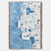 ブルー&ホワイトウォーターカラーサントリーニギリシャ スローブランケット (正面縦)
