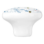 ブルー&ホワイトウォーターカラーサントリーニギリシャ セラミックノブ (側面)